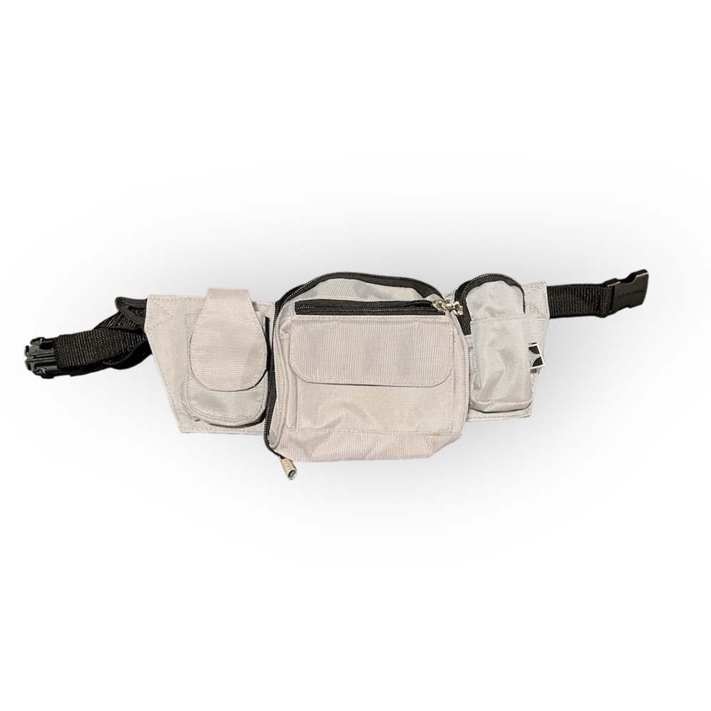 Vintage East Sport 6"x6" Adult Adjustable Waist Belt Bag Gray Black Fanny Pack